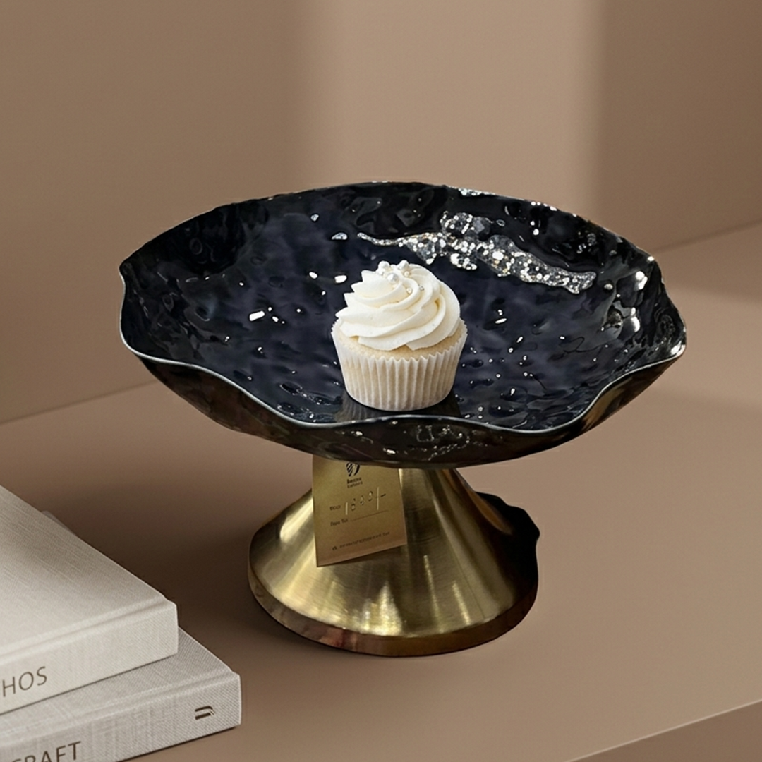 Midnight Aura Pedestal Bowl