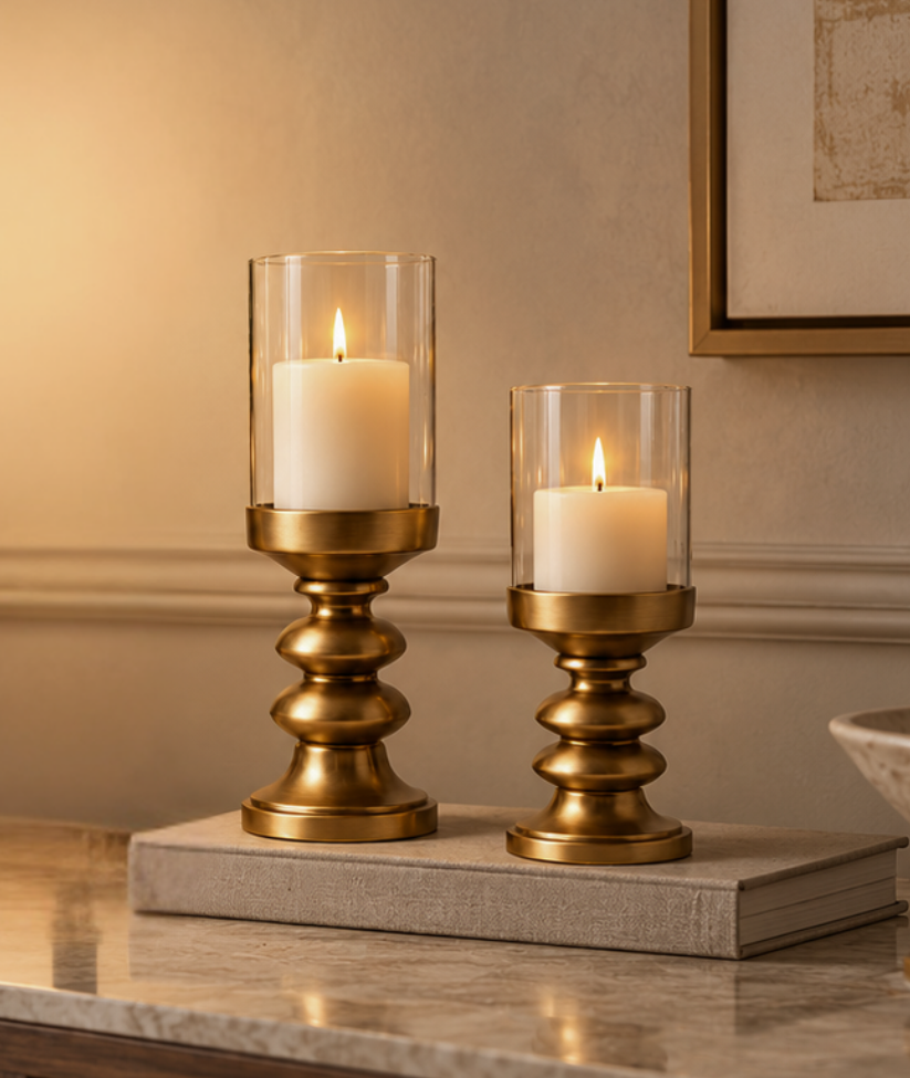 Gilded Candle Holder — Set of 2