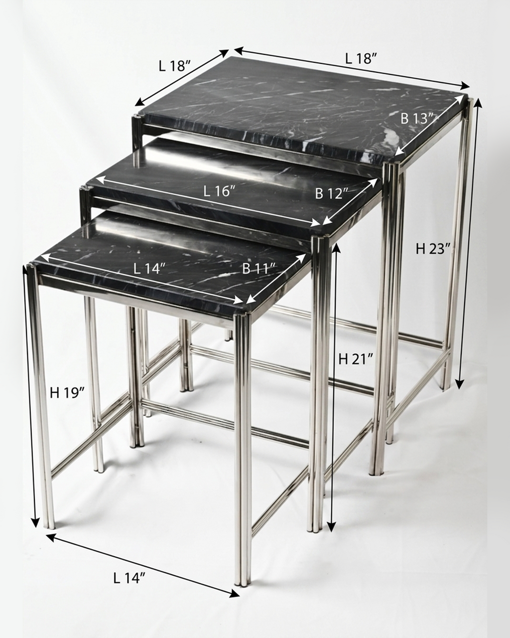 Monarch Marble Nesting Tables – Set of 3