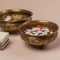 Antique Brass Floral Engraved Urli