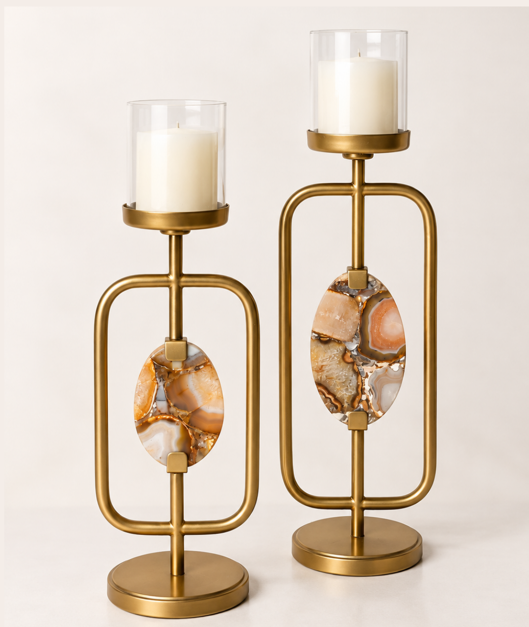 Agate Candle Stand — Set of 2