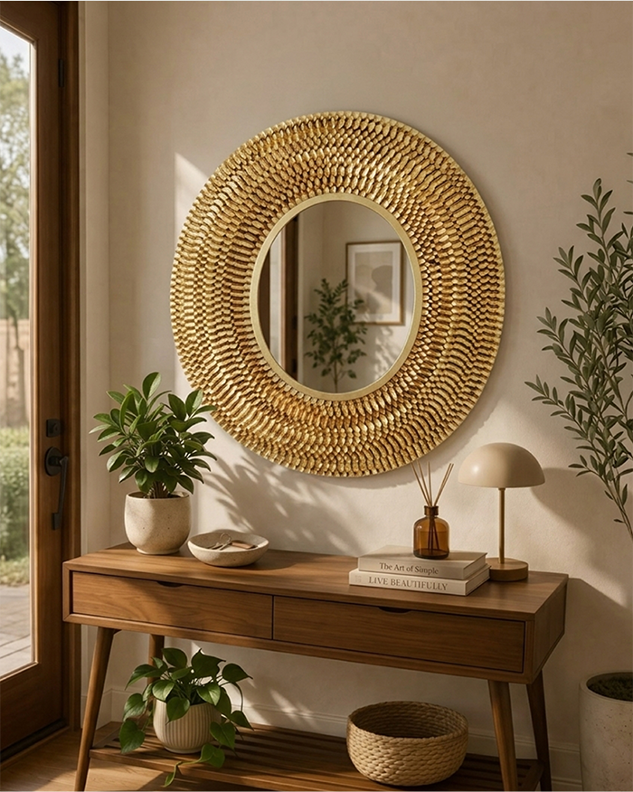 Antique Black Textured Wall Mirror