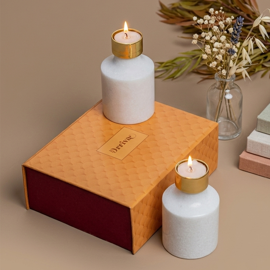 Sierra Marble Tealight Duo Set of 2