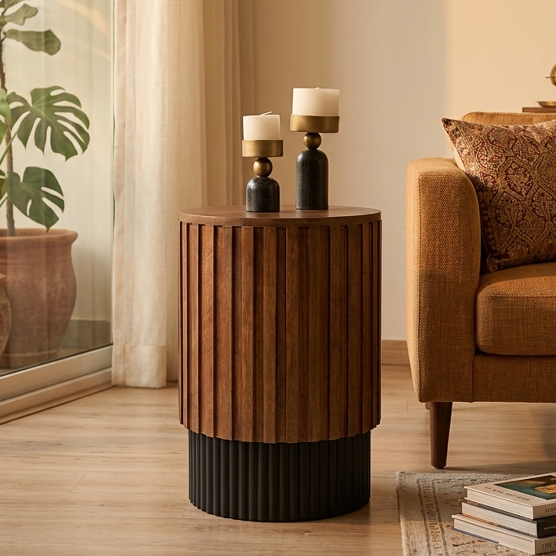 Noir Fluted Round Side Table