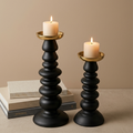 Obsidian Luxe Candle Stands – Set of 2