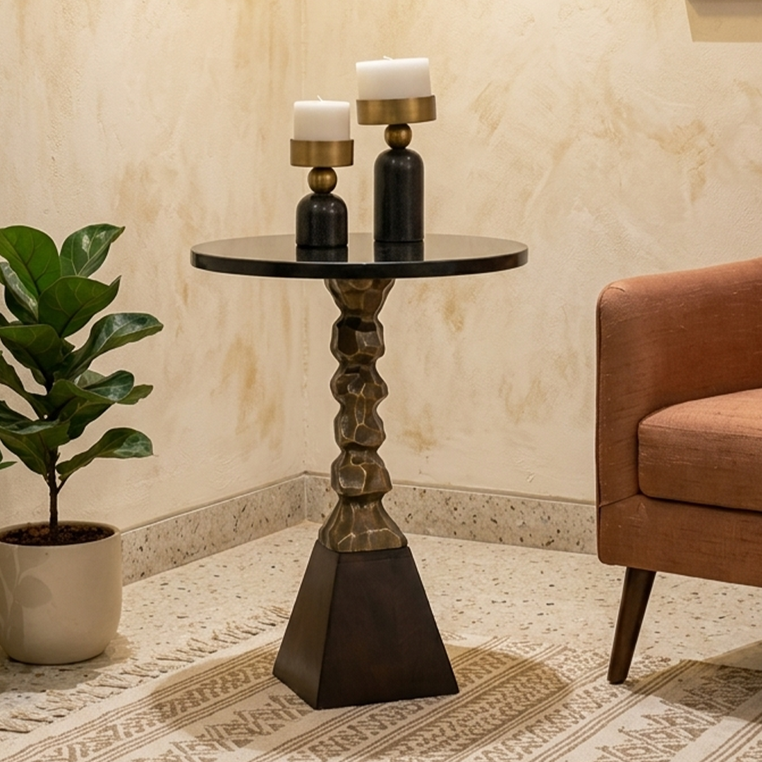 Obsidian Pillar Side Table