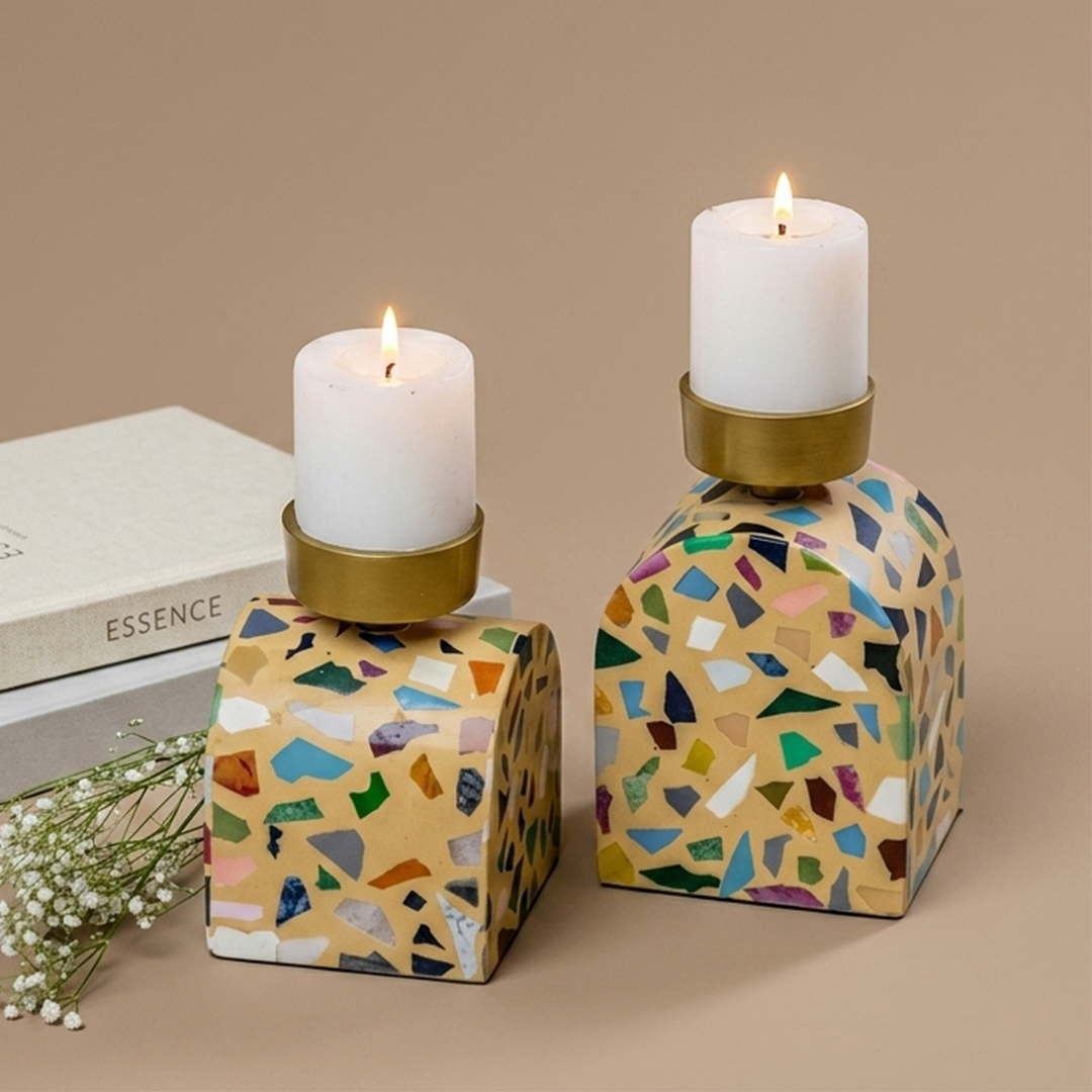 Terrazzo Candle Holders - Set of 2