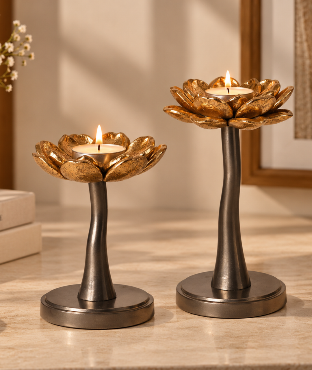 Lotus Candle Stand — Set of 2
