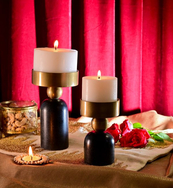 Marble Luxe Candle Stand – Set of 2