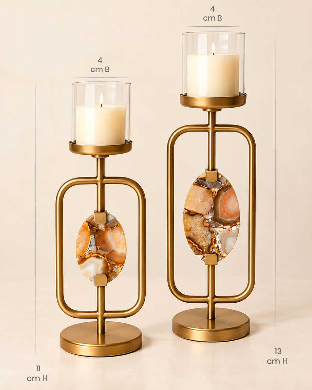 Agate Candle Stand — Set of 2