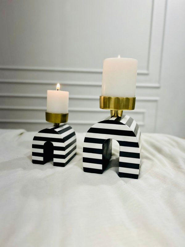 Monochrome Candle Stand – Set of 2
