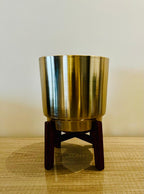Metal Planter with Wooden Stand