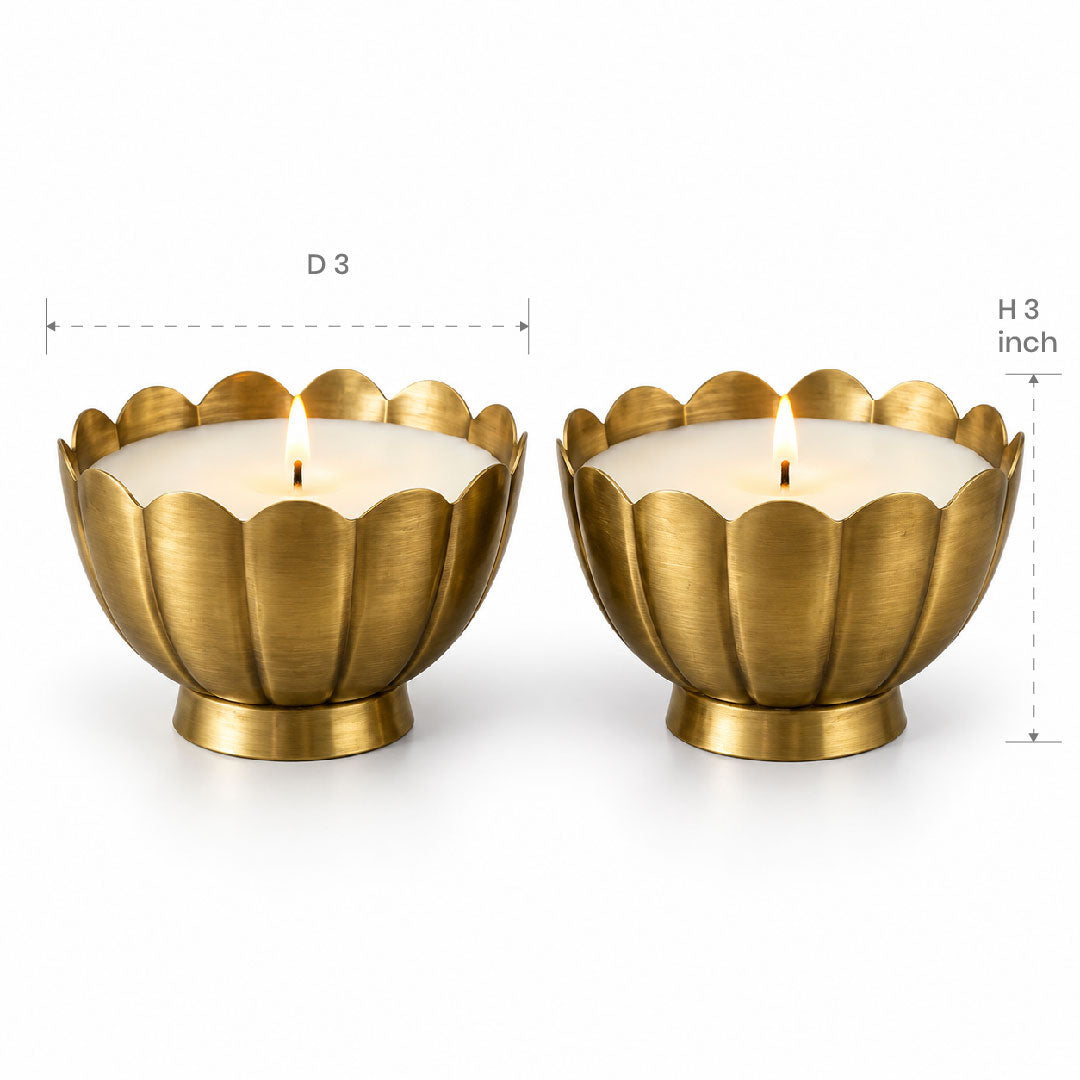 Golden Bloom Candle Bowls  Set of 2