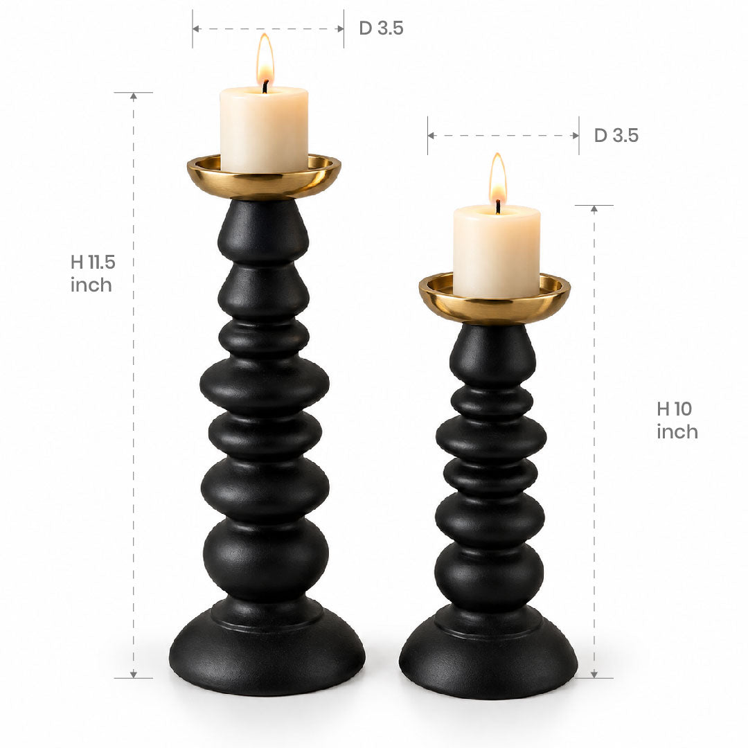 Obsidian Luxe Candle Stands – Set of 2