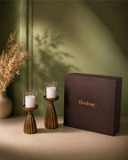 Vintage Glow Pillar Candle Stand Set – Set of 2