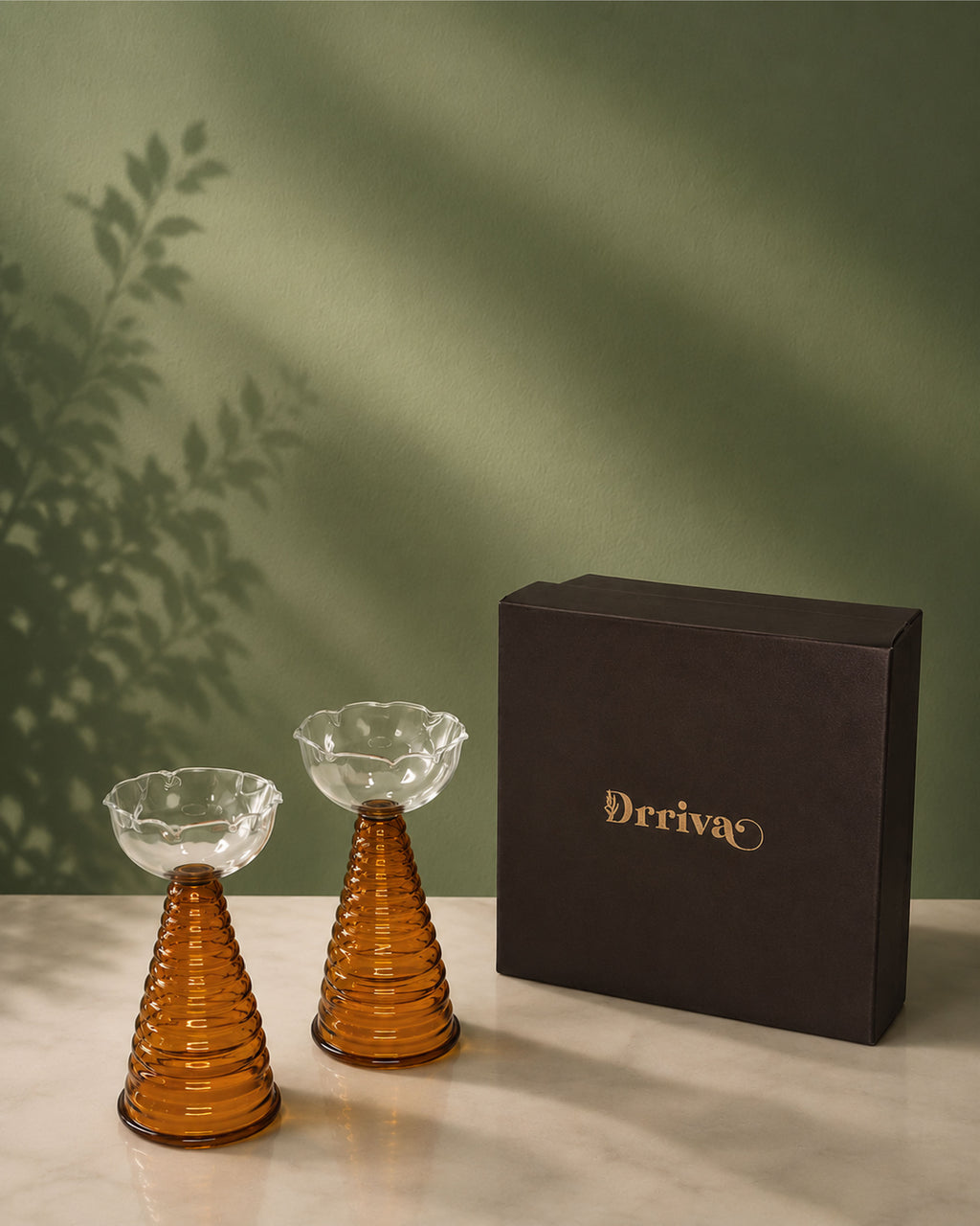Glass Oil Diya  Set of 2
