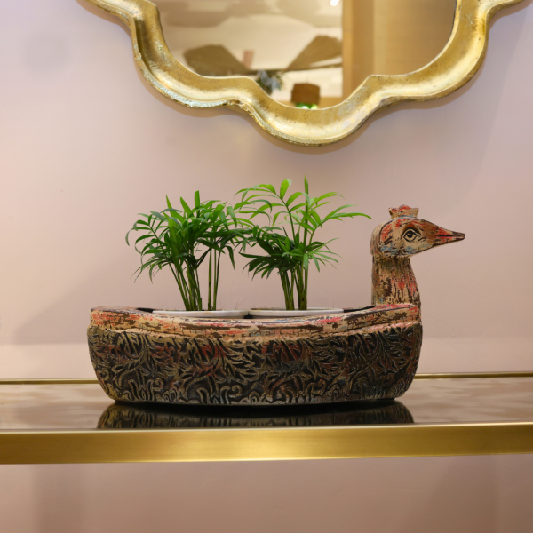 Decorative wood duck planter