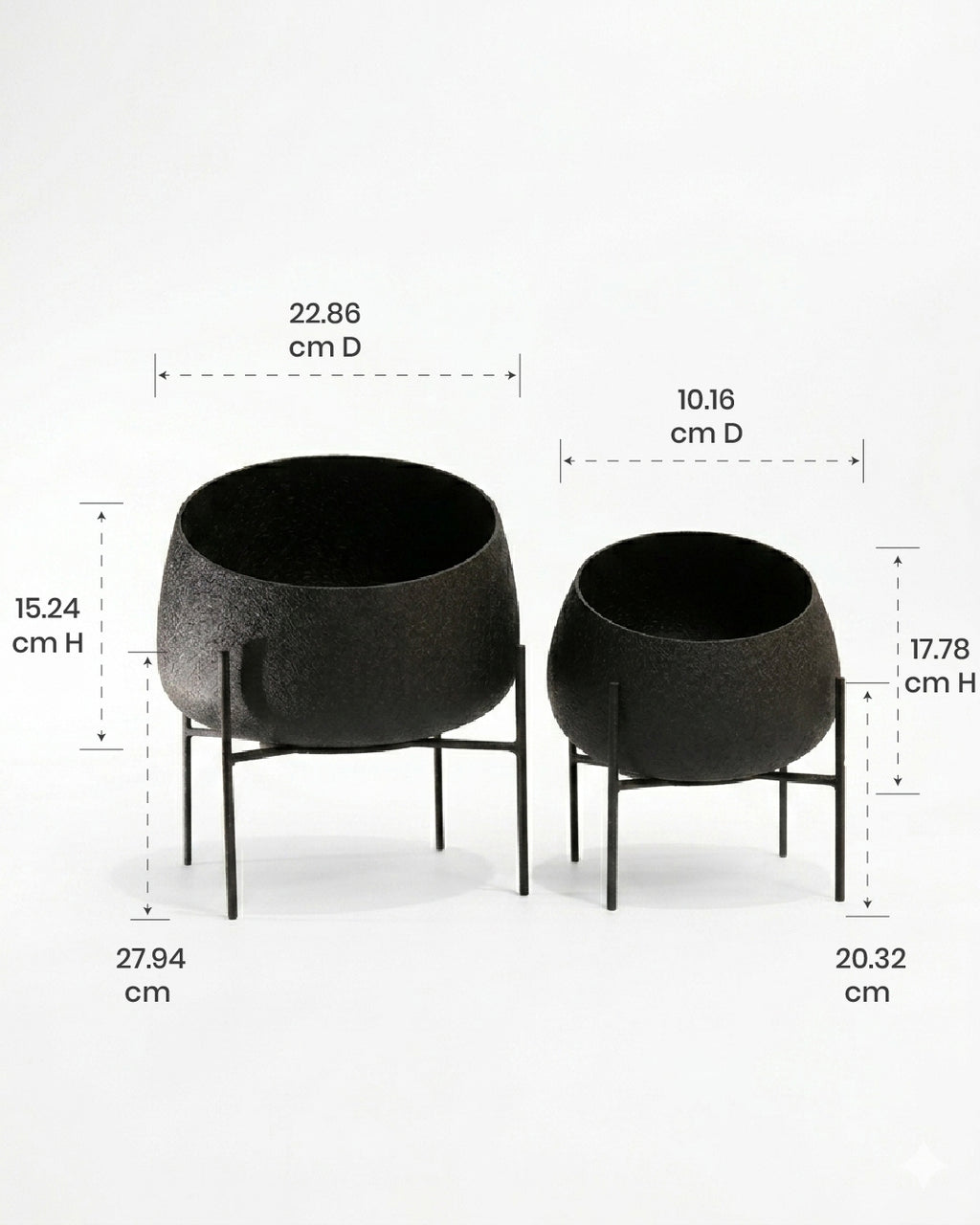 Black planters with stand