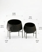 Black planters with stand