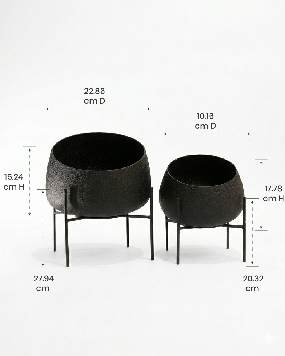 Black planters with stand
