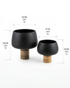 Two black planters