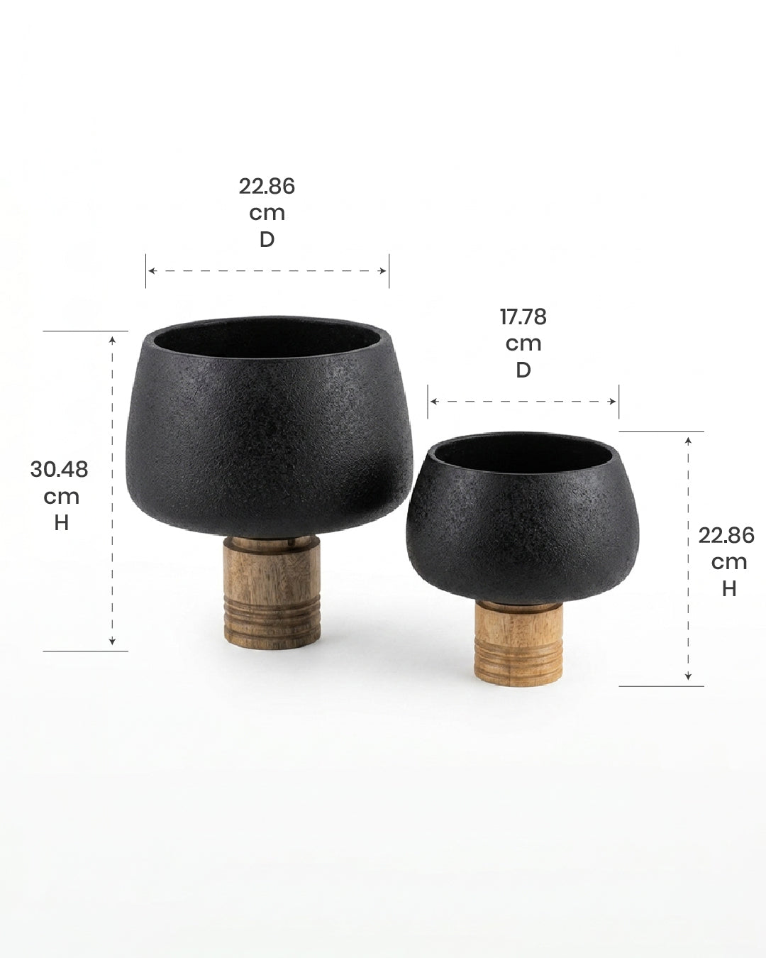 Two black planters