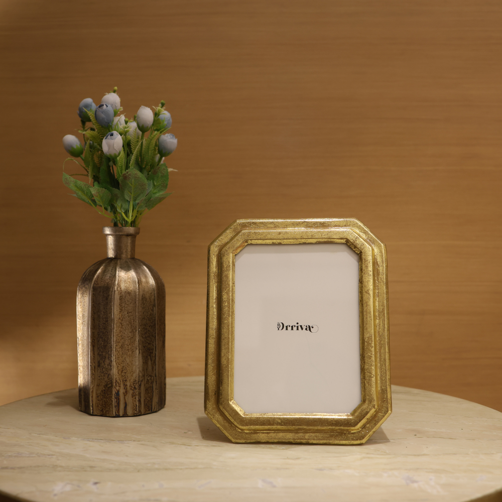 Hexagon metal photo frame with brushed finish for modern living room home decor